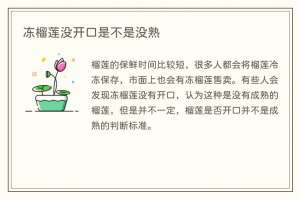冻榴莲没开口是不是没熟